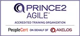 Logo für die akkreditierte PRINCE2 Agile-Schulungsorganisation mit PeopleCert- und AXELOS-Branding.