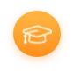 Orangefarbenes kreisförmiges Symbol mit dem weißen Umriss einer Abschlusskappe in der Mitte.